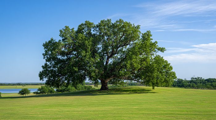 A majestic Texas pecan tree — the namesake of The Pecan two-bedroom apartment